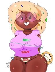 adventure_time big_ass big_breasts blush brawl_stars breasts donut female glasses kiut_arts panties pink_shirt rosa_(brawl_stars) sugarplum_rosa_(brawl_stars) thick_thighs