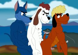 anal anal_sex anthro ass black_nose blue_body blue_fur brown_body brown_fur canid canine canis ciel-wolf domestic_dog fur genitals male male/male male_penetrating mammal marine metro-goldwyn-mayer muscular muscular_male nipples outside penetration penis pink_penis pinniped seal solo tom_and_jerry warner_brothers white_body white_fur