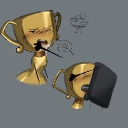 2boys adamation_inc. adamationz animationepic cheesy_(ii) cum cum_in_mouth diantha_tha_dog gay ii inanimate_insanity knife_(ii) male male/male male_only object_show object_show_community object_shows oral oral_sex osc text trophy trophy_(ii)