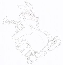 3_toes anthro balls beard belly big_belly dragon erection facial_hair goatee hi_res horn line_art male male_only neenya nintendo overweight penis scalie simple_background sketch slightly_chubby solo the_legend_of_zelda the_wind_waker toes unibrow valoo video_games white_background wind_waker wings