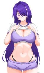 1girls acheron_(honkai:_star_rail) adult adult_female bare_belly bare_chest bare_hands bare_legs bare_midriff bare_navel bare_shoulders bare_skin bare_thighs belly belly_button big_breasts breasts busty busty_female busty_girl cleavage collarbone curvaceous curvaceous_body curvaceous_female curvaceous_figure curvaceous_hips curvy curvy_body curvy_female curvy_figure curvy_hips elbows exposed_belly exposed_chest exposed_legs exposed_midriff exposed_navel exposed_shoulders exposed_skin exposed_thighs exposing exposing_breasts exposing_chest exposing_self female female_focus female_only fingers hair_over_one_eye head_tilt high_resolution highres honkai:_star_rail honkai_(series) hourglass_figure large_breasts lean_figure long_hair looking_at_viewer mature mature_female midriff narrow_waist navel parted_bangs pixiv_id_94796095 plump_breasts purple_eyebrows purple_eyes purple_eyes_female purple_hair purple_hair_female shorts shoulders simple_background slender_body slender_waist slim_waist solo sports_bra standing thick_thighs thighs tilted_head upper_body white_background wide_hips