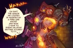 1girls armor armored_female boobs_out breasts cursed_item dungeons_and_dragons fantasy female free_use functionally_nude functionally_nude_female green_eyes living_armor lluisabadias penis pussy red_hair rubbing_pussy