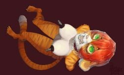 anthro asphyxiation bag bondage bondage bound breasts choking collar felid feline felis female hanged hi_res lil_beetle mammal nipples nude open_mouth pantherine plastic plastic_bag snuff solo solo_focus struggling tiger