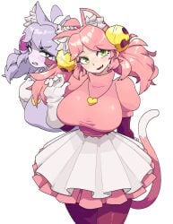 big_breasts breasts cat_ears cat_girl cat_tail catgirl clothed clothed_female deltarune female female_only ghost ghost_girl green_eyes irritable_ghost_(deltarune) mad_mew_mew pink_(deltarune) pink_hair sub-neamo undertale_(series)
