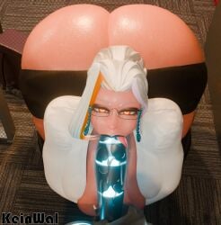 big_breasts blowjob blowjob_face breasts coffeewarka_(kein_wal) dark_skin female gigantic_breasts glasses gold_(character) kein_wal large_breasts office_lady robot robot_boy sloppy_blowjob sweat sweaty_body sweaty_breasts tagme white_hair
