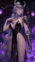 1girls ai_generated female female_only long_hair miao_ying pupilless_eyes royalty tagme tiara warhammer_(franchise) warhammer_fantasy white_eyes white_hair