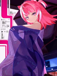 1girls abstract_background ayavi blanket camila_(vtuber) cat_ears heart-shaped_pupils imp implied_nudity indie_virtual_youtuber kemonomimi neon_colors pink_hair purple_eyes saturated_colors short_twintails silhouette smug smug_face tail text virtual_youtuber vtuber vtuberfanart