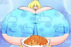 1girl 1girls big_breasts breakfast breasts cassie_(theycallhimcake) cleavage cute food huge_ass huge_breasts hyper_breasts pajamas pinup purple_eyes purpleguyri revealing_clothes riley_moore_(artist) starry_eyes super_breasts tagme thick_thighs wedding_ring wide_hips wife yellow_hair
