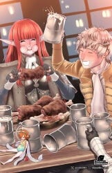 dinner drinking drunk eiselin_hulkenberg gallica gallica_(metaphor:_refantazio) lemonfiti leon_strohl meat metaphor:_refantazio will_(metaphor:_refantazio)