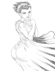 1girls artist_request ass breasts cape dc dc_comics dcau female female_only livewire monochrome nude smile solo superman:_the_animated_series superman_(series)