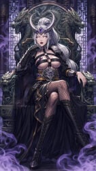 1girls ai_generated female female_only long_hair miao_ying pupilless_eyes royalty tagme tiara warhammer_(franchise) warhammer_fantasy white_eyes white_hair