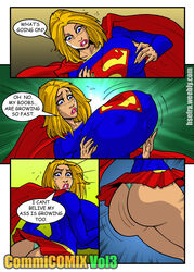 ass ass_expansion big_ass big_breasts blonde_hair blush breast_expansion dc hsefra panties supergirl