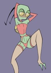 1boy 2021 2_toes alien alien_humanoid antennae_(anatomy) armwear bedroom_eyes blush blushing clothed clothed_male clothing collar crop_top crossdressing digital_drawing_(artwork) digital_media_(artwork) elbow_gloves femboy feminine_male freckles full-length_portrait garter_belt garter_straps girly gloves green_body green_skin grey_background hand_behind_head hi_res holding_beverage holding_object humanoid invader_zim irken leaning leaning_back legwear lewdofdoom looking_at_viewer lying lying_on_back male male_only midriff narrowed_eyes nickelodeon original_character pak panties pink_armwear pink_clothing pink_gloves pink_topwear pink_underwear portrait presenting purple_background revealing_clothes seductive seductive_eyes seductive_look seductive_pose simple_background skimpy slim slim_male small_waist solo stockings thigh_highs thighhighs thong tight_clothing toeless_legwear toeless_stockings toes tubetop underwear white_clothing white_legwear white_stockings wide_hips yellow_eyes