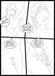 arania breasts comic dialogue english_text facial_piercing female human human_only mammal masturbation navel nose_piercing nude page_151 piercing piper_(tcitw) pubes pussy showering solo text the_cabin_in_the_woods_(arania) vaginal_masturbation vaginal_penetration wet