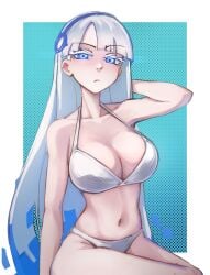1girls android artificial_intelligence artist_request blue_eyes fairy_(zenless_zone_zero) light-skinned_female light_skin long_hair looking_at_viewer solo solo_female solo_focus thick_thighs thighs white_hair wide_hips zenless_zone_zero