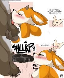 aggressive_retsuko anthro anthro_on_anthro anthro_penetrated anthro_penetrating anthro_penetrating_anthro blowjob breasts deepthroat fenneko spicykiwi tagme tsunoda