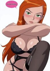 1girls ai_generated ben_10 ben_10_alien_force ben_10_omniverse ben_10_ultimate_alien big_breasts bored_expression bra breasts cartoon_network feet female gwen_tennyson gwen_tennyson_(alien_force) gwen_tennyson_(omniverse) gwen_tennyson_(ultimate_alien) jeanbombila666 lingerie lingerie_bra lingerie_panties long_hair male nipples peace_sign sexy_pose speech_bubble stockings