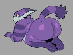 1boy 2d anthro anthro_male anthro_only ass ass_bigger_than_head ass_focus axelfloof barefoot big_ass big_the_cat cat chubby chubby_male fat_ass feet felid feline felis furry furry_male furry_only laying_down looking_at_viewer looking_back_at_viewer male male_only naked no_genitals no_sex non-human nonhuman nude purple_body purple_fur simple_background solo solo_male sonic_(series) sonic_the_hedgehog_(series) tail thick_thighs thighs twitter_link
