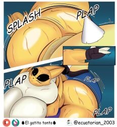 comic digimon digimon_(species) ecuatorian_2003 fox_ears fox_girl fox_tail lucario lucas_(pokemon) nintendo pokemon pokemon_(species) renamon renamon_(digimon) vaginal_penetration