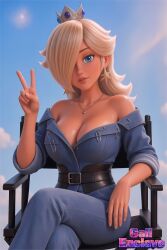 1boy artist_logo artist_name artist_signature belt big_boobs big_breasts big_tits big_titties blonde_female blonde_hair blue_clothes blue_eyes chair cleavage collar crown female female_only human human_only jamie_lee_curtis light-skinned_female light_skin long_hair looking_at_viewer mammal mario_(series) mature mature_female milf mommy nintendo not_porn oiled_breasts oiled_skin oiled_tits princess princess_rosalina princess_rosalina_(movie) royalty super_mario_galaxy_(2026_film) tanned_skin voluptuous voluptuous_female x_username