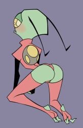 1boy 2021 2_toes alien alien_humanoid all_fours antennae_(anatomy) arched_back armwear ass bedroom_eyes black_armwear black_clothing blush blushing butt clothed clothed_male clothing crossdressing digital_drawing_(artwork) digital_media_(artwork) fan_character feet femboy feminine_male full-length_portrait girly green_body green_skin hi_res humanoid invader_zim irken legwear leotard lewdofdoom looking_at_viewer looking_back looking_back_at_viewer male male_only narrowed_eyes nickelodeon on_knees original_character pak pink_clothing pink_legwear pink_leotard pink_stockings pink_topwear portrait pose presenting presenting_ass presenting_butt presenting_hindquarters purple_background revealing_clothes seductive seductive_eyes seductive_look seductive_pose simple_background skimpy slim slim_male small_waist solo stockings thigh_highs thighhighs tight_clothing toeless_legwear toeless_stockings toes wide_hips yellow_eyes zel_(ghostcontainer)