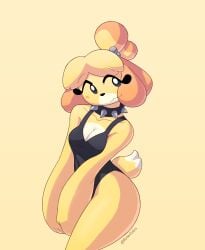 1girl 1girls 2026 2d_(artwork) animal_crossing anthro anthro_female anthro_focus anthro_only artist_logo artist_name ass big_thighs blush blushing booty butt buttercolors clothed clothing collar cute digital_drawing_(artwork) digital_media_(artwork) female female_focus female_only fur furry furry_female furry_only hi_res highres hot isabelle_(animal_crossing) looking_at_another nintendo posing sexy silly simple_background simple_eyes solo solo_female solo_focus spiked_collar swimsuit tail text thighs two-tone_body watermark wholesome yellow_background