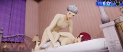 3d_animation akihiko_sanada animation bed bedroom bedroom_sex brown_eyes bunnxarts dyed_hair grey_eyes hands_on_bed looking_at_partner looking_up_at_partner mitsuru_kirijo naked naked_female naked_male persona persona_3 pillow pink_areola pink_nipples plap_(sound) prone_bone red_hair shorter_than_30_seconds silver_hair sound tagme vaginal_penetration vaginal_sex video