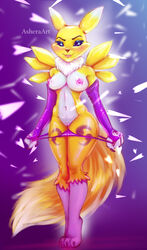 anthro asheraart breasts digimon digital_monsters female fur furry nipples nude pussy renamon solo