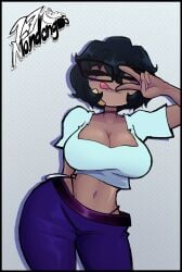 1girls 2026 breasts dark_skin dark_skinned_female female female_only glasses nestoku oc original_character tagme tagme_(artist) thighs