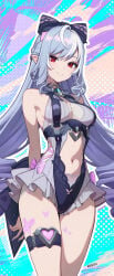 1girls breasts cameltoe colored_nails drill_hair exposed_breasts feet female female_focus female_only high_heels hoyoverse long_hair long_nails mihoyo official_alternate_costume painted_nails painted_toenails purple_hair purple_nails red_eyes solo solo_female swimsuit vivian_banshee vivian_banshee_(iris_of_the_shore) white_swimsuit zenless_zone_zero