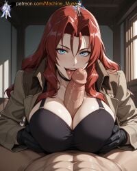 1girl 1girls adult adult_female ai_generated amelia_ann_mcfly_(trigun) big_breasts big_cock big_dick big_penis black_gloves blue_eyes boobs breasts brown_coat bust busty busty_female busty_girl choker coat cock curtained_hair dick eye_contact female first_person_view girl gloves huge_cock huge_penis large_breasts long_coat long_hair long_penis looking_at_viewer machine_muse male_pov mature mature_body mature_female mouth_open open_mouth paizuri penis penis_between_breasts perfect_body pov pov_male red_hair sexy sexy_body titfuck titjob tits tongue tongue_out tongue_visible trench_coat trigun uncensored very_long_hair watermark