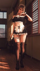 3d absurd_res ashley_graham ashley_graham_(ella_freya) bare_thighs belly_button blonde_female blonde_hair blonde_hair_female boots choker cute_expression cute_eyes cute_female cute_girl exposed_midriff high_heels long_legs looking_at_viewer maid maid_apron maid_cap maid_dress maid_headdress maid_outfit medium_breasts neckwear posing posing_for_picture posing_for_the_viewer resident_evil resident_evil_4 resident_evil_4_remake skirt slender_body slender_legs slender_waist slim slim_female slim_girl slim_waist thiccboysteven thigh_highs thigh_strap tied_hair video_game_character viewed_from_below