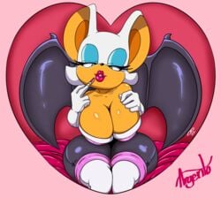 2018 anthro applying_lipstick argento bat big_breasts blue_eyes breasts cleavage clothed clothing digitaldomain123 eyelashes eyeshadow female female_only hair heart lipstick looking_at_viewer makeup mammal membranous_wings red_lipstick rouge_the_bat sega simple_background solo sonic_(series) white_hair wings