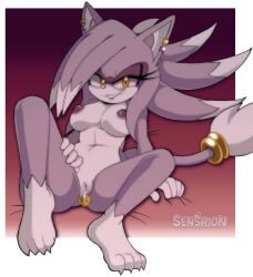 1girls amber_eyes anthro anthro_only anthrofied areolae artist_name breasts buttplug buttplug_in_ass feline feline feline_humanoid female female_only fur heart_buttplug mature_female milf mother nipples original_character purple_fur pussy senshion sonic_oc tail teeth vagina white_fur