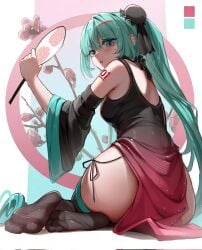 1girls armpits artist_request ass ass_cheeks bare_back bare_shoulders black_legwear blue_eyes blue_hair blush cheeks china_dress chinese_clothes chinese_dress feet foot_fetish hatsune_miku legwear long_hair looking_at_viewer meaty_feet meaty_soles miraeearim perfect_feet ponytail sitting sitting_down socks soles soles_female soles_fetish soles_of_feet_in_socks soles_of_feet_in_stockings stockings toes vocaloid