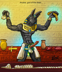 ankh anthro anubis canine castration death deity genital_mutilation jackal male male_death male_only mammal mummy nullification penectomy penis testicles undead vimz