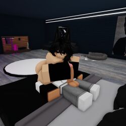 1boy 1girls 3d ass balls black_hair breasts catsulithr34 clothed_male_nude_female facesitting handjob penis penis_out roblox roblox_avatar robloxian self_upload tagme