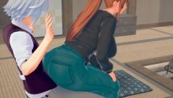 aizawa_akemi big_ass big_booty big_breasts big_butt large_breasts lv92-ts red_hair sitting_on_lap time_freeze time_stop tomo-chan_wa_onna_no_ko