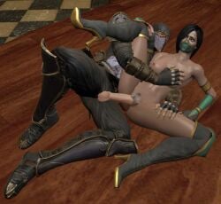 balls bare_ass bare_pussy big_penis black_hair breasts dark_skin dick fucking jade_(mortal_kombat) leg_up leg_up_sex legs_apart legs_spread mortal_kombat nipples pussy pussy_fucking rain_(mortal_kombat) sex spread_legs tit_grab