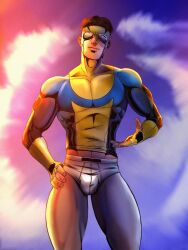 bara bulge invincible invincible_(superhero) invincible_(tv_series) male male_only mark_grayson meakrogue muscular muscular_male solo solo_focus solo_male