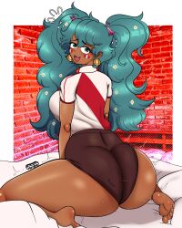 1girls asian_latina ass big_ass big_breasts big_thighs breasts bubble_butt bursting_butt causa cyan_eyes cyan_hair dark-skinned_female dark_skin federacion_peruana_del_futbol female female_only flower_in_hair gigantic_ass gigantic_thighs hatsune_miku horndog_(artist) huge_ass huge_breasts huge_thighs latin_american_hatsune_miku_(meme) long_hair looking_at_viewer looking_back messirve open_mouth peru peruvian peruvian_clothes peruvian_female peruvian_flag peruvian_miku shorts soccer_uniform solo sweat sweatdrop sweating thick_hips thick_thighs thighs twintails vocaloid