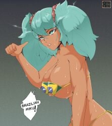 1girls ass big_ass big_breasts bikini brazil brazilian brazilian_female brazilian_miku breasts butt cyan_eyes cyan_hair female female_only hatsune_miku huge_breasts latin_american_hatsune_miku_(meme) long_hair looking_at_viewer rmumu solo sweat sweatdrop sweating tagme tan tan_body thick_hips thick_thighs thighs twintails vocaloid