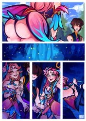 ass big_ass breasts faerie_court_lux faerie_court_series fairy female female_focus green_eyes league_of_legends luxanna_crownguard male pink_hair poposhirat