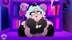 bbw big_ass big_breasts breasts bubble_butt clothing edit emberlynn_pinkle emberlynn_pinkle_(human_form) female helluva_boss huge_ass human mad_n_evil morbidly_obese obese overweight pale_skin tagme thick_thighs wide_hips