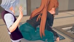 aizawa_akemi big_ass big_booty big_breasts big_butt lv92-ts red_hair sitting_on_lap time_freeze time_stop tomo-chan_wa_onna_no_ko