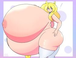 blonde_hair cassie_(theycallhimcake) edit gigantic_breasts huge_breasts hyper_pregnancy nude pregnant purpleguyri riley_moore_(artist) side_view