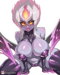 1girls ai_generated big_breasts breasts cameltoe cleavage evelynn female female_only league_of_legends navel riot_games rocksolidart slit_pupils solo solo_female succubus tagme thick_thighs wide_hips