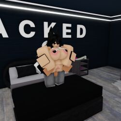 1boy 1girls 3d areolae balls big_breasts black_hair breasts carrying catsulithr34 clothed_male_nude_female cum nipples penis penis_out pussy roblox roblox_avatar robloxian self_upload tagme