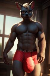 ai_generated animal_crossing bulge huge_balls huge_bulge male male_only public raymond_(animal_crossing) solo solo_focus underwear