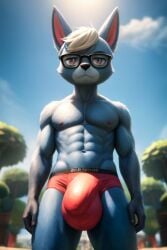 ai_generated animal_crossing:_the_movie bulge huge_balls huge_bulge male male_only public raymond_(animal_crossing) solo solo_focus underwear